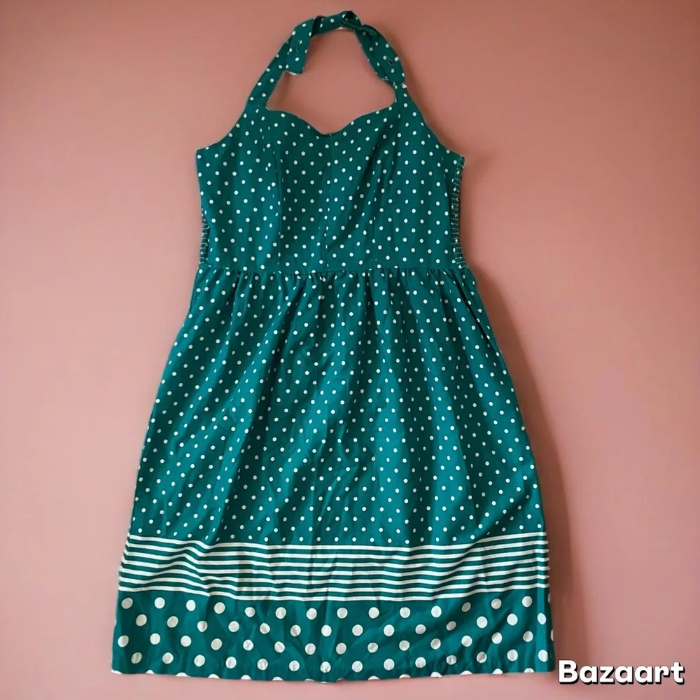 Vintage 1960's Polka Dot Sweetheart Full Skirt Midi Convertible Dress Si… - Picture 8 of 8